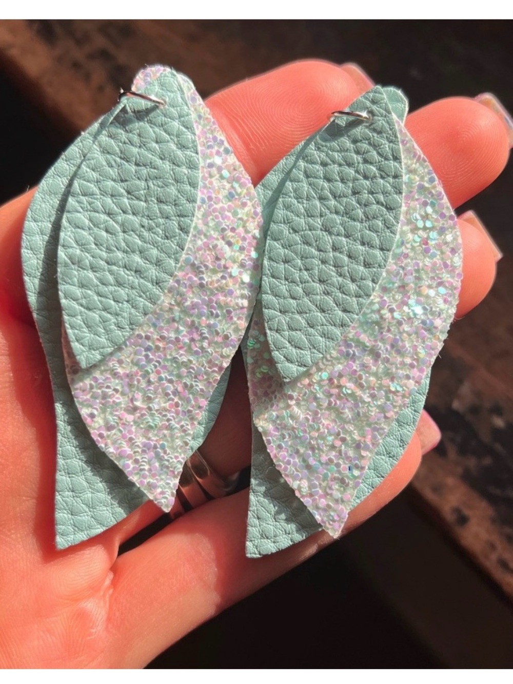 NWT Faux Leather Long Dangle Earrings
